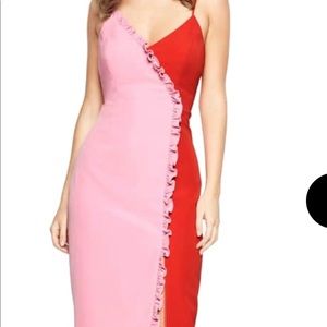Bardot Pink and Red Party Dress